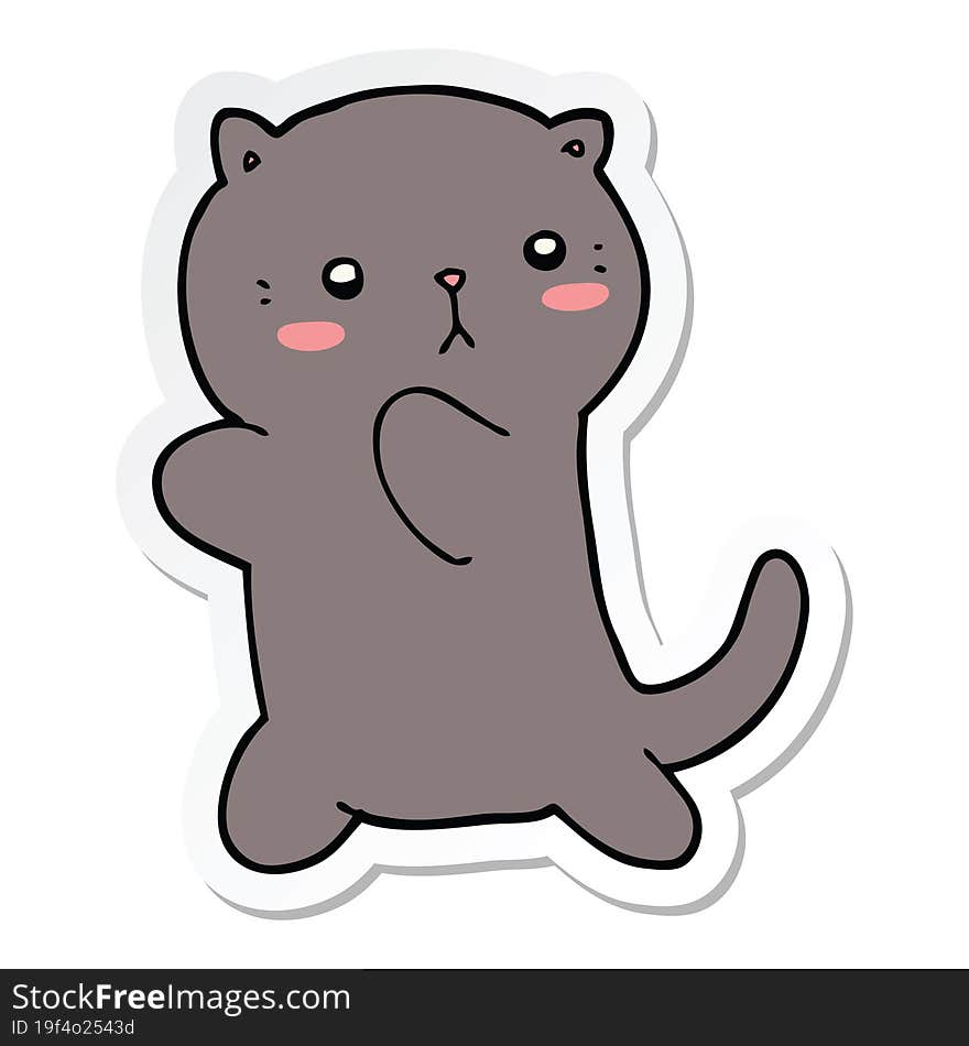 sticker of a cute cartoon cat