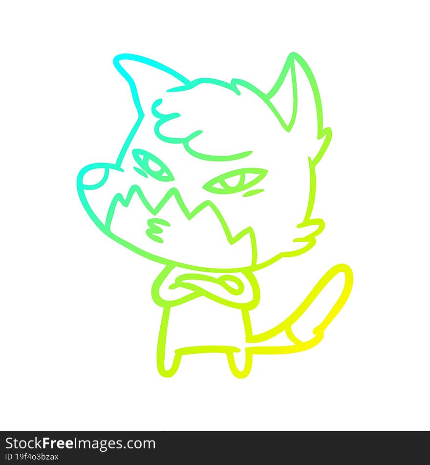 cold gradient line drawing clever cartoon fox