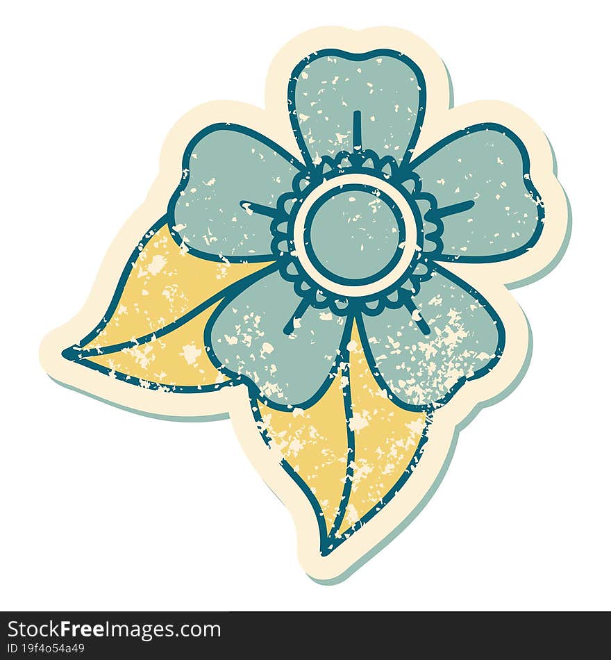 iconic distressed sticker tattoo style image of a flower. iconic distressed sticker tattoo style image of a flower