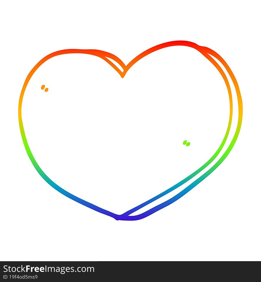 Rainbow Gradient Line Drawing Cartoon Heart