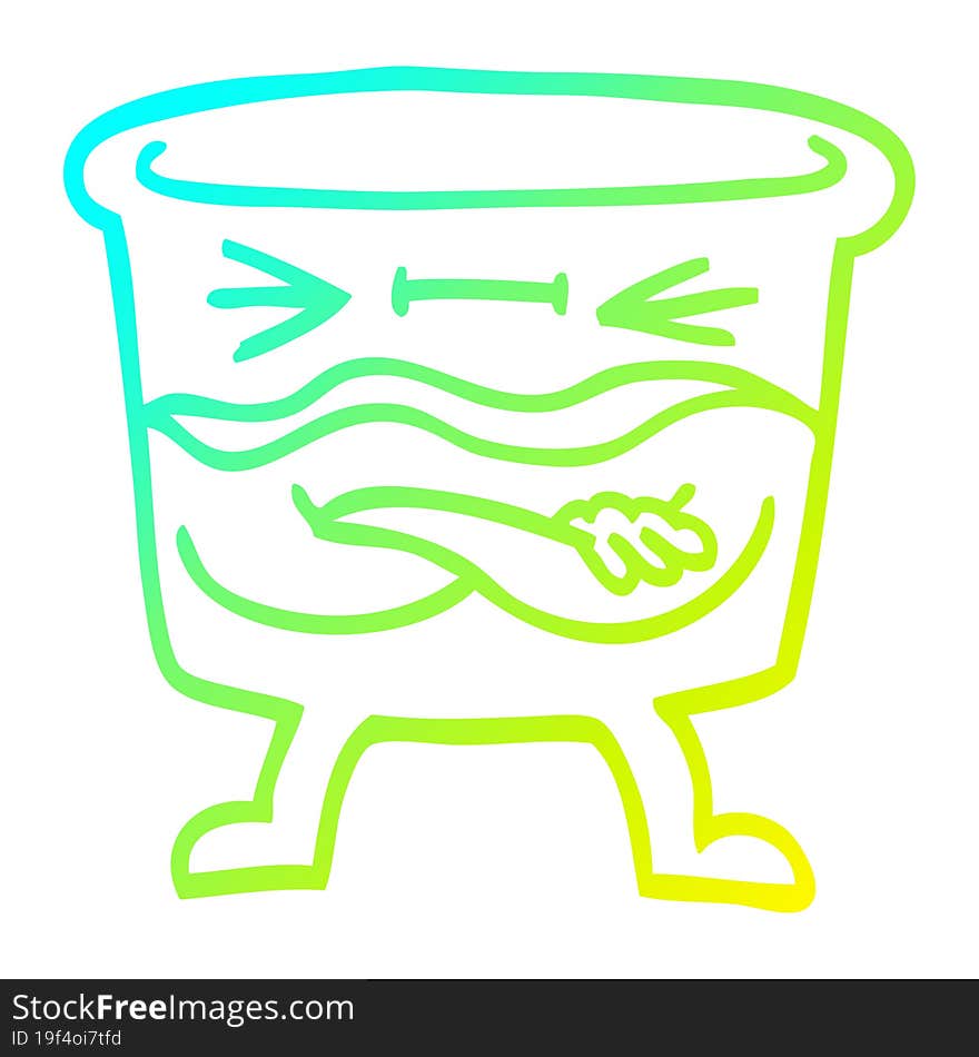 cold gradient line drawing of a cartoon whisky glass