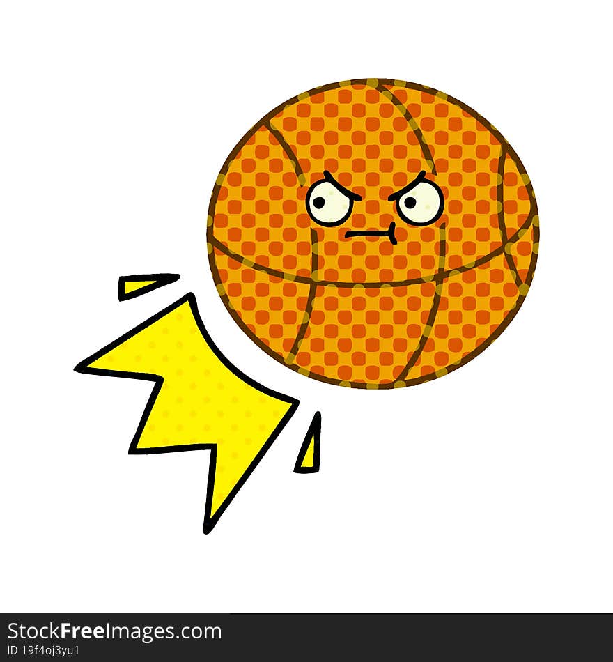 comic book style cartoon basketball