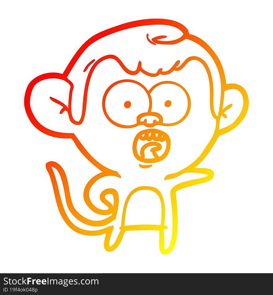 Warm Gradient Line Drawing Cartoon Shocked Monkey