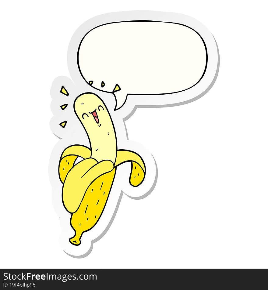 cartoon banana and speech bubble sticker