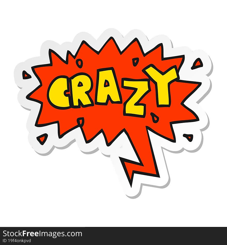 cartoon word crazy and speech bubble sticker