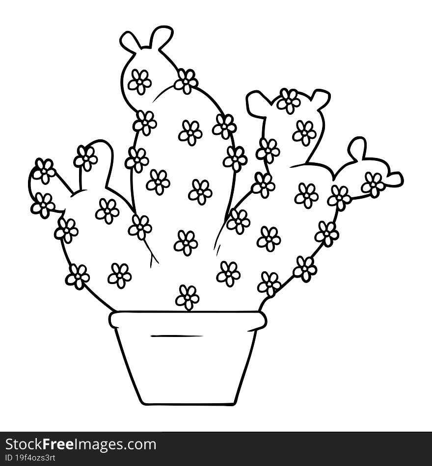 cartoon potted cactus. cartoon potted cactus