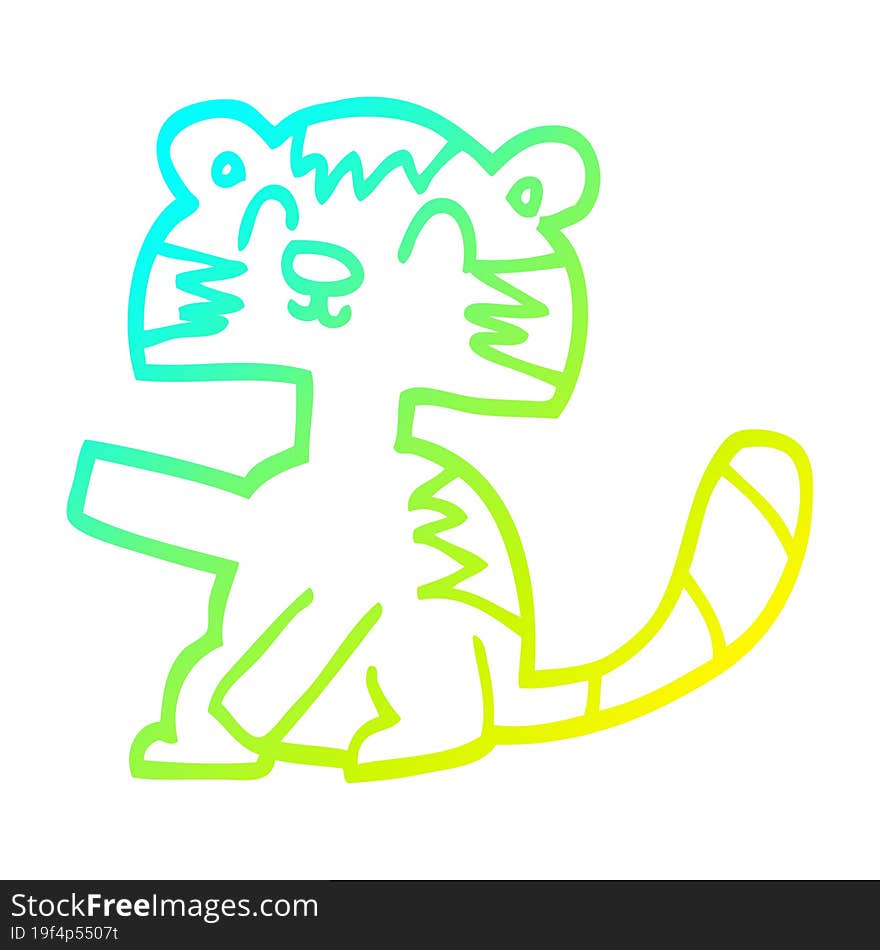 cold gradient line drawing funny cartoon cat