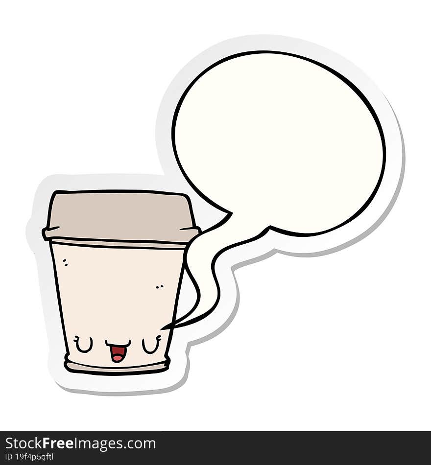 cartoon coffee cup and speech bubble sticker