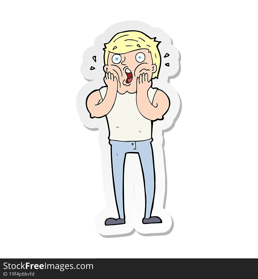 Sticker Of A Cartoon Gasping Man