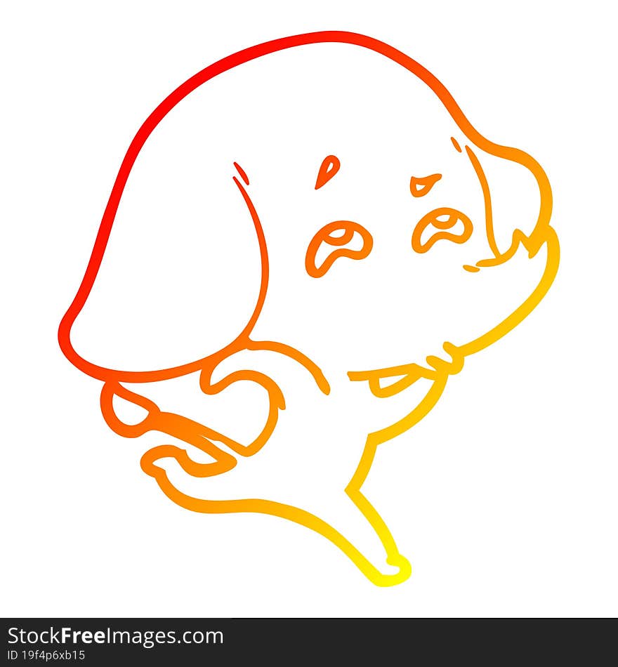 warm gradient line drawing cartoon elephant remembering