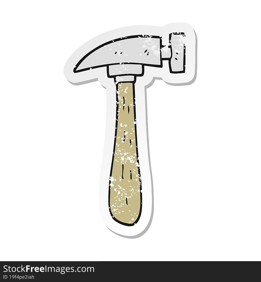 retro distressed sticker of a cartoon hammer