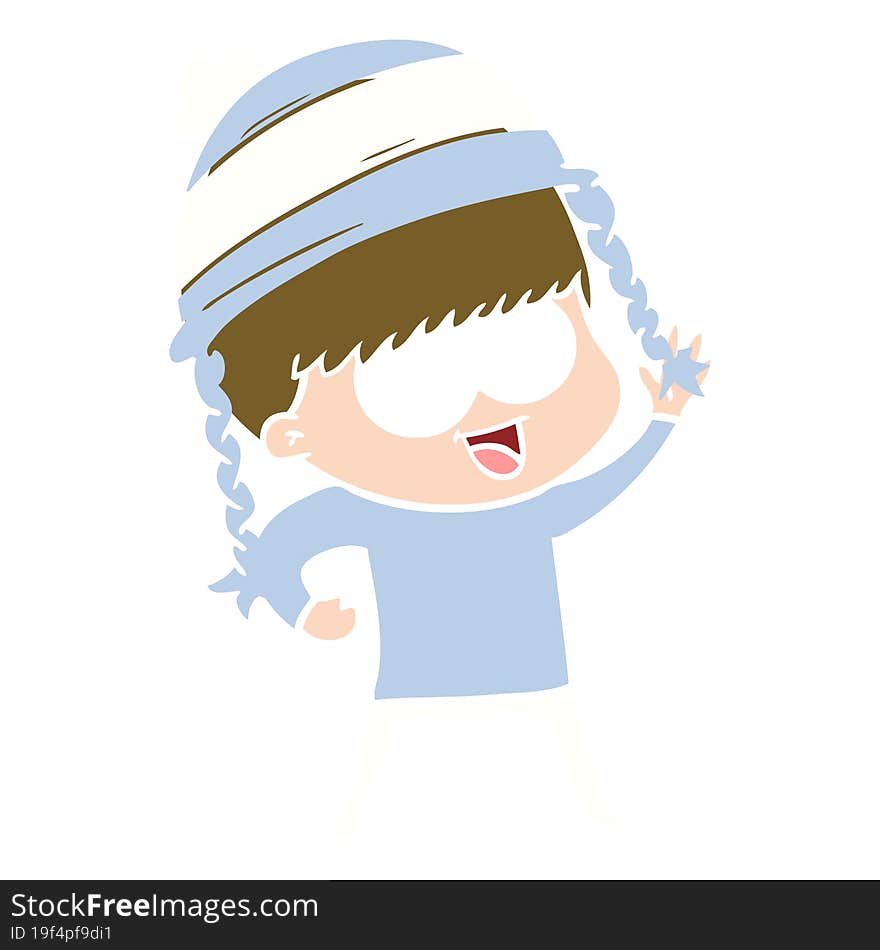 Happy Flat Color Style Cartoon Boy Wearing Hat