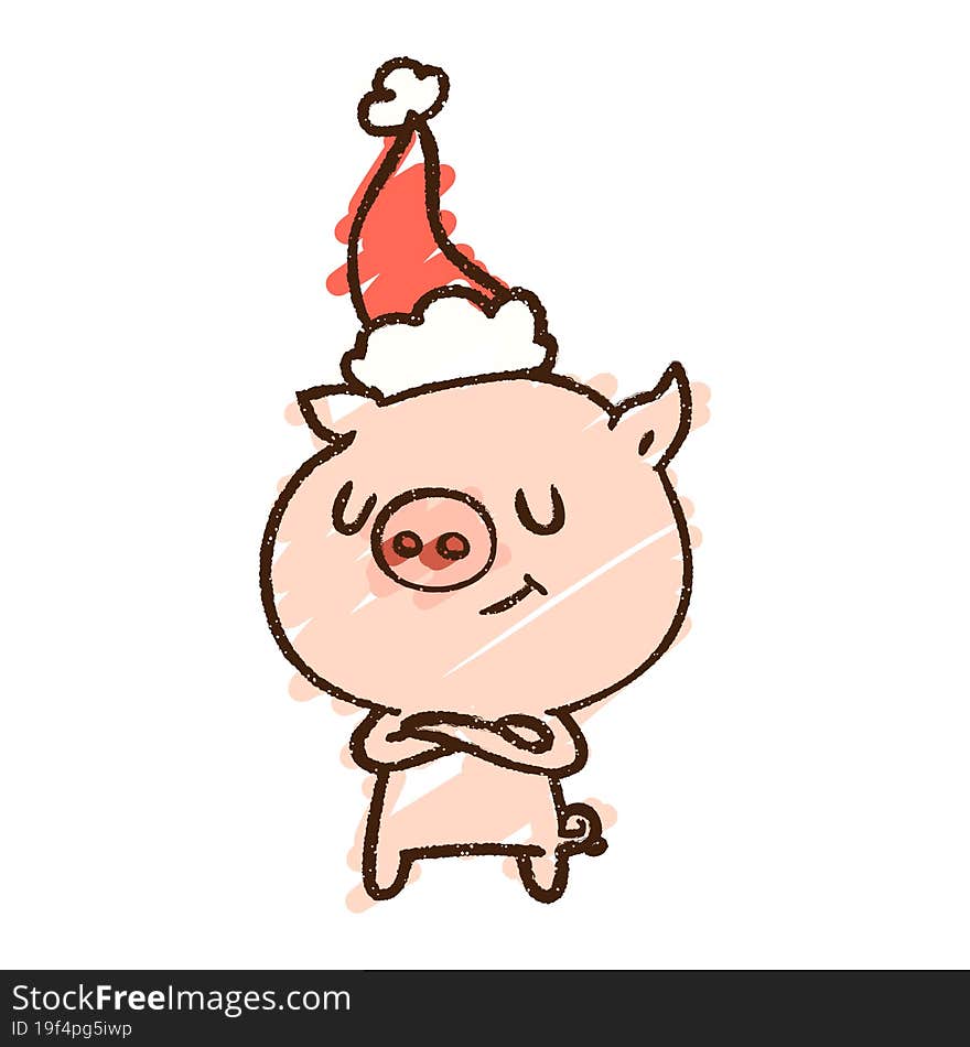 Christmas Pig Chalk Drawing