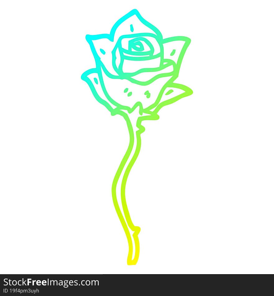 cold gradient line drawing cartoon white rose