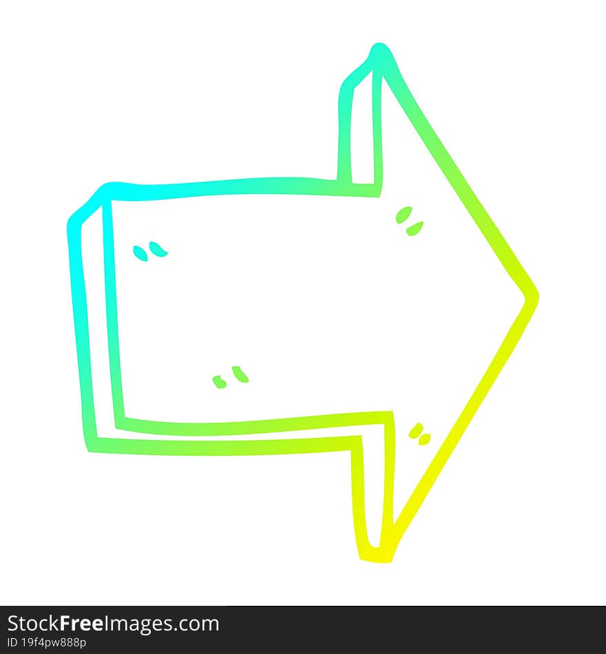 cold gradient line drawing cartoon directing arrow