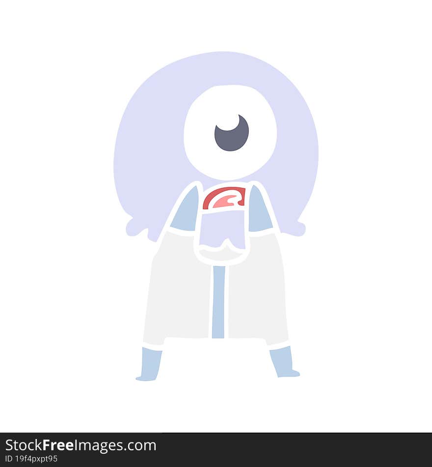 flat color style cartoon cyclops alien spaceman