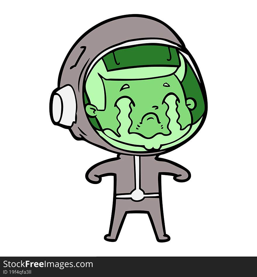 cartoon crying astronaut. cartoon crying astronaut