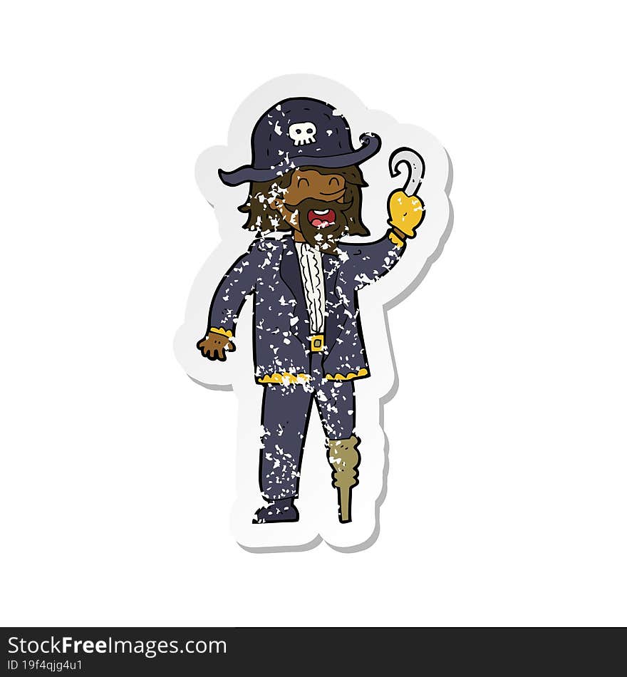 retro distressed sticker of a cartoon pirate captain