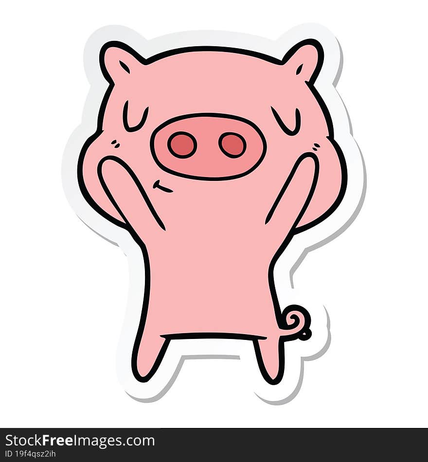 sticker of a cartoon content pig