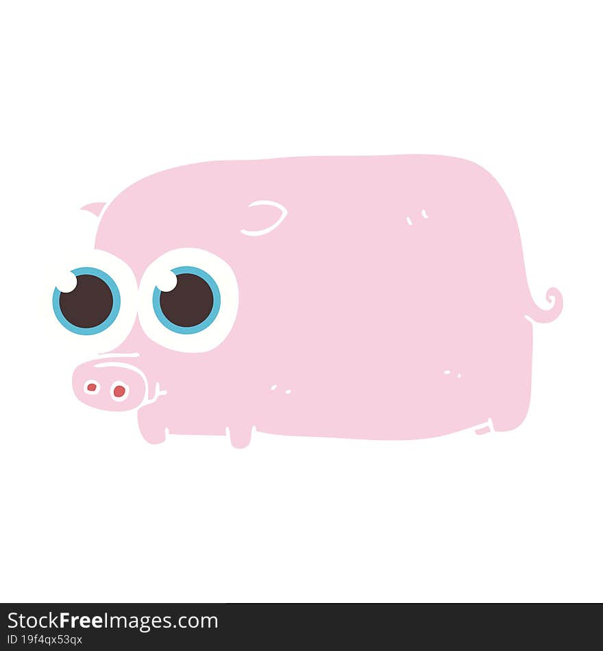 flat color illustration of a cartoon piglet with big pretty eyes