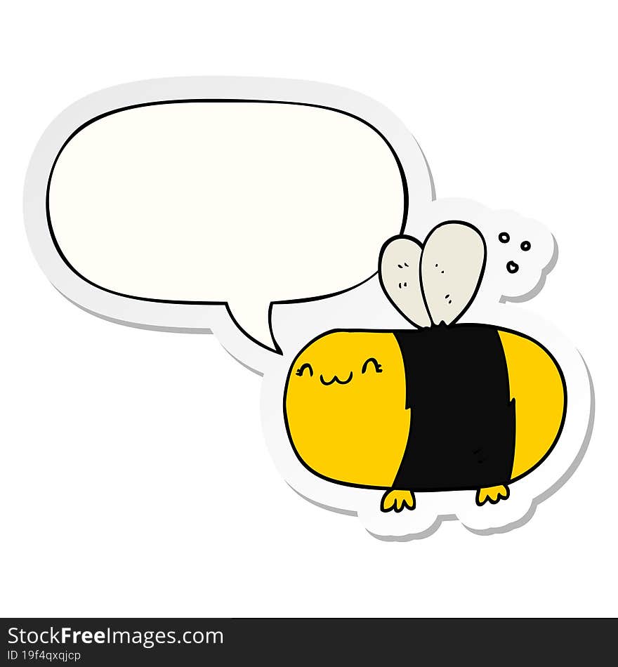 cute cartoon bee and speech bubble sticker