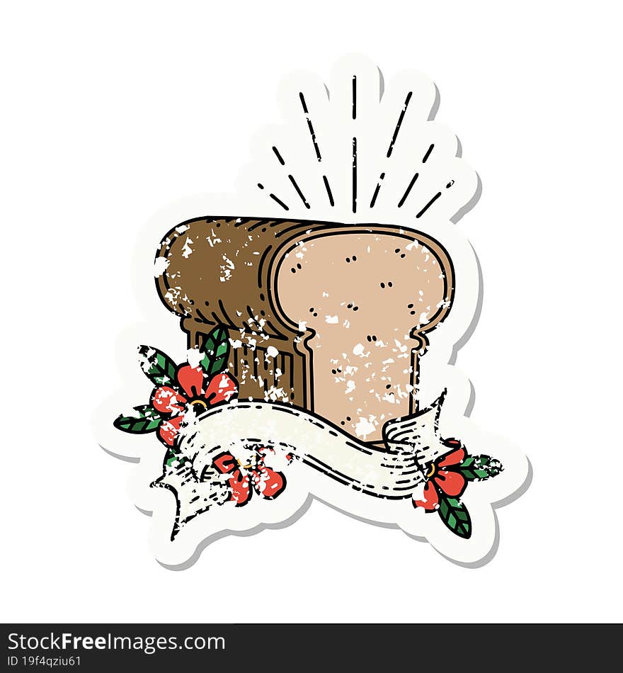 grunge sticker of tattoo style loaf of bread