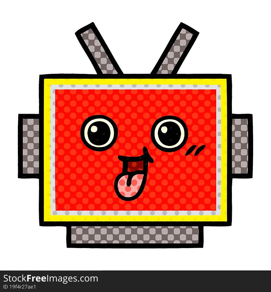 comic book style cartoon robot head