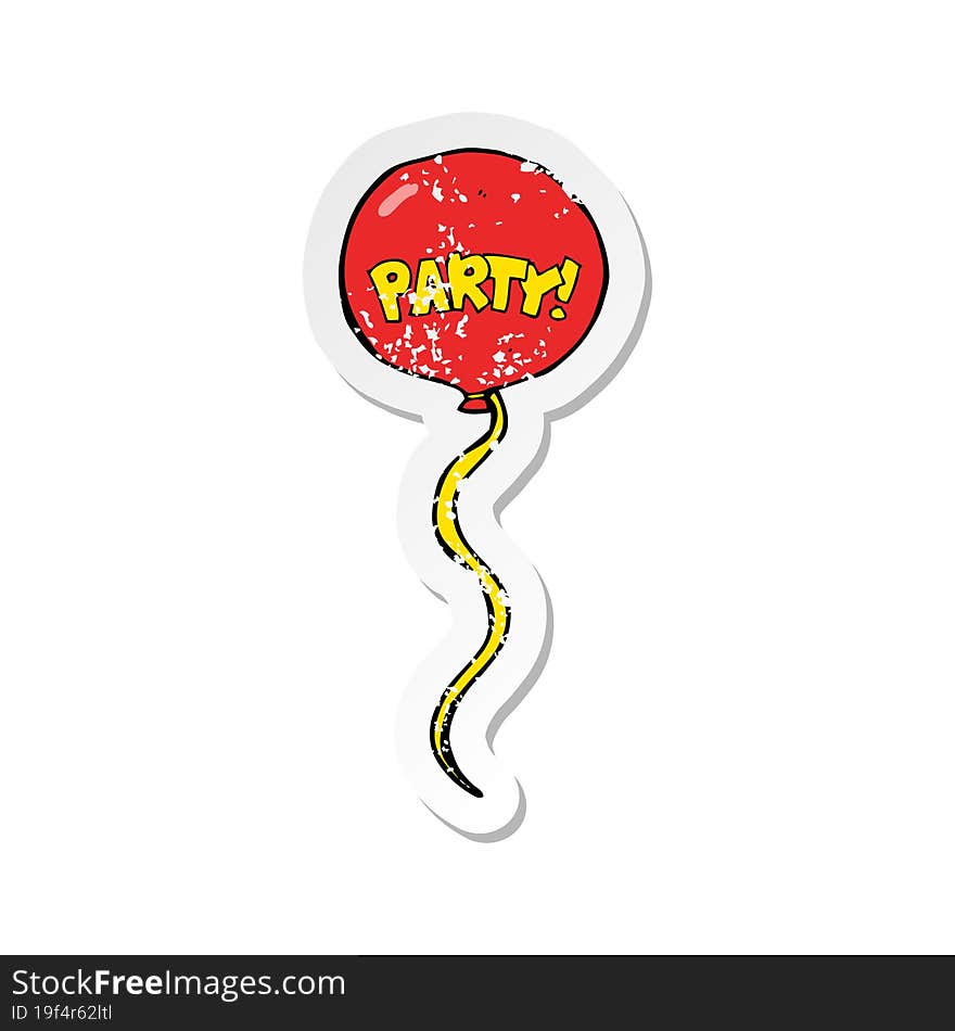 retro distressed sticker of a cartoon party balloon