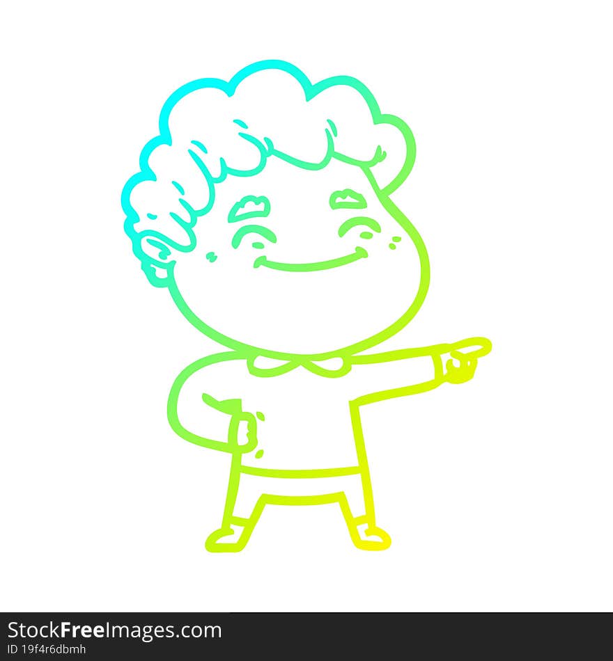 cold gradient line drawing cartoon friendly man