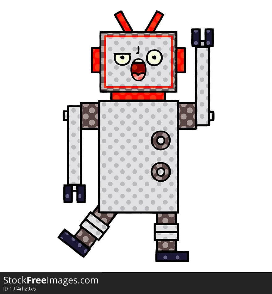 comic book style cartoon angry robot