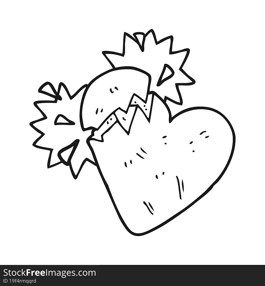 Black And White Cartoon Broken Heart