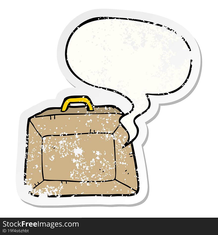 Cartoon Budget Briefcase And Speech Bubble Distressed Sticker