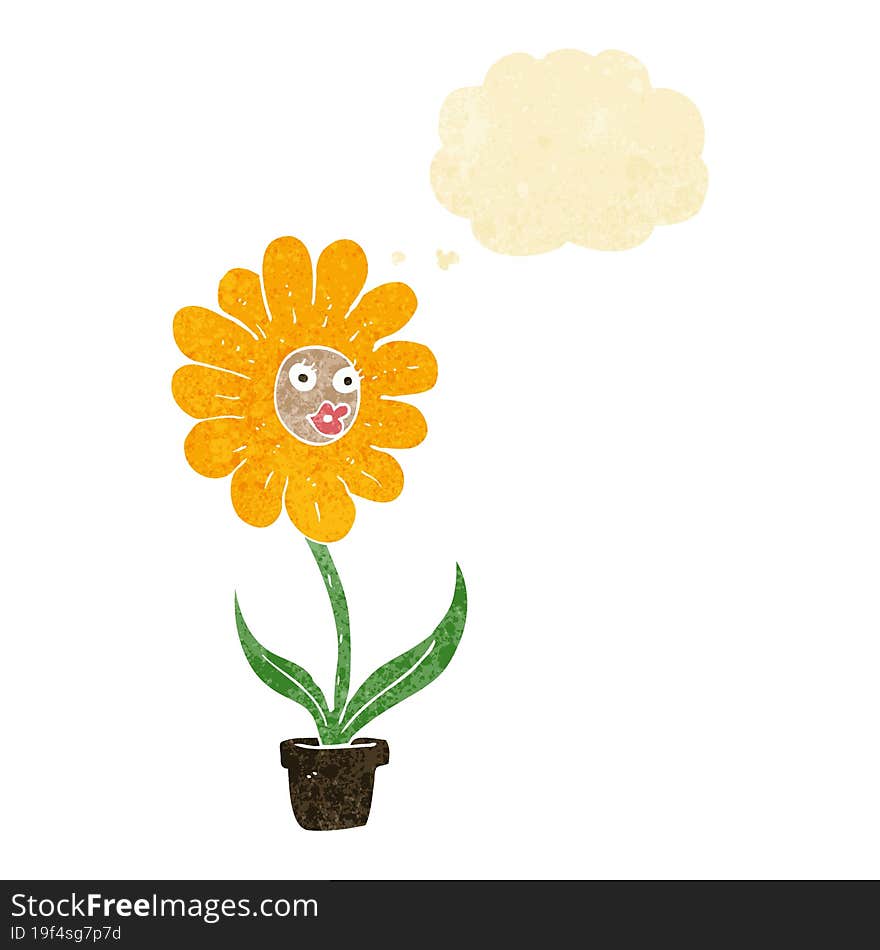 Cartoon Flower With Thought Bubble