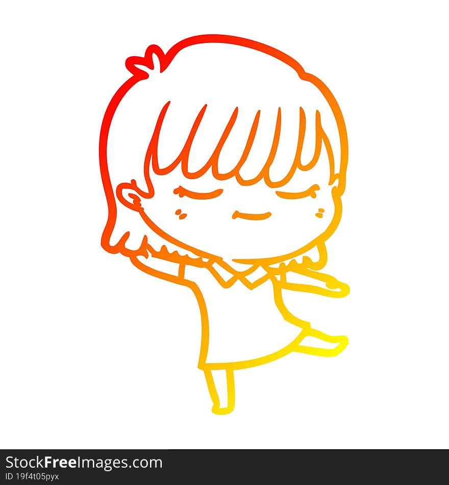 warm gradient line drawing of a cartoon woman