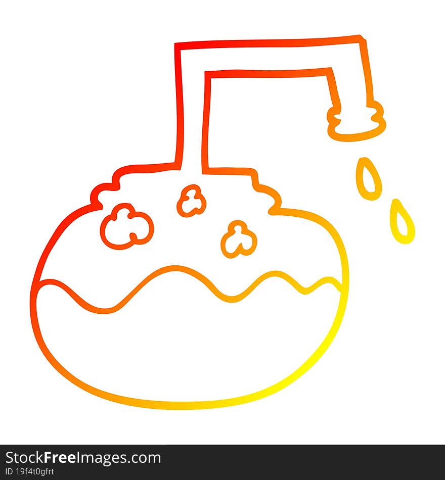 Warm Gradient Line Drawing Cartoon Bubbling Chemicals