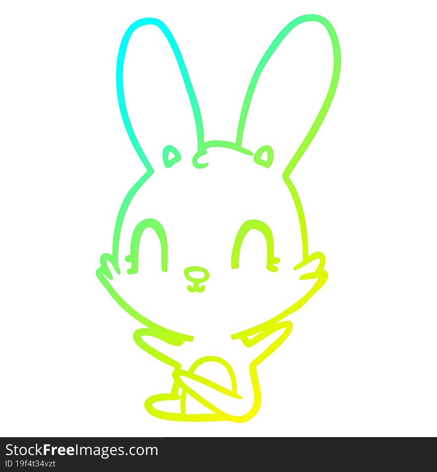 cold gradient line drawing cute cartoon rabbit