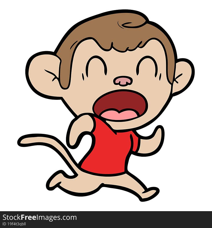 shouting cartoon monkey running. shouting cartoon monkey running