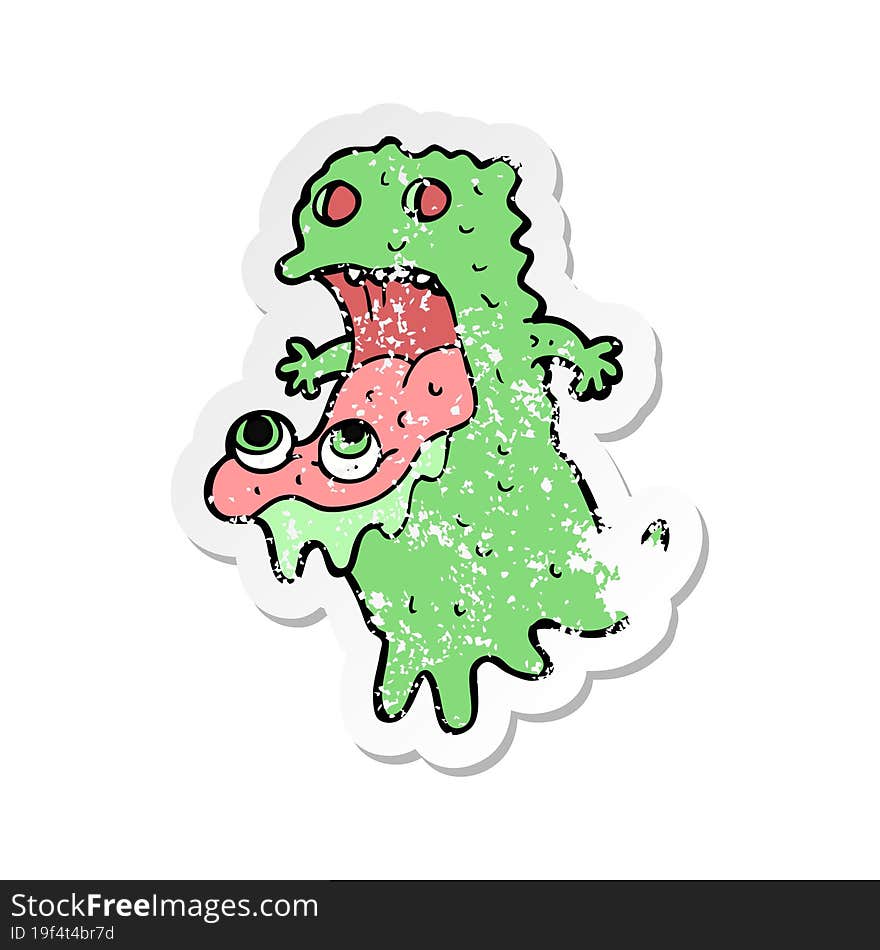 retro distressed sticker of a cartoon gross ghost