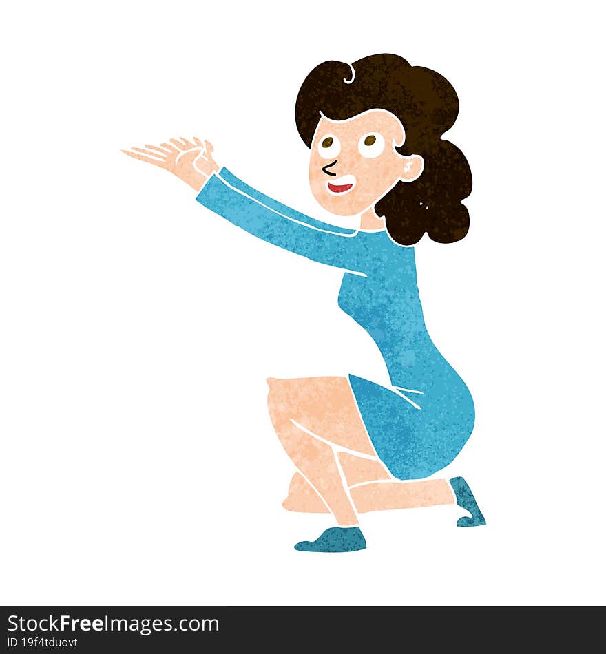 Cartoon Woman Presentation Gesture