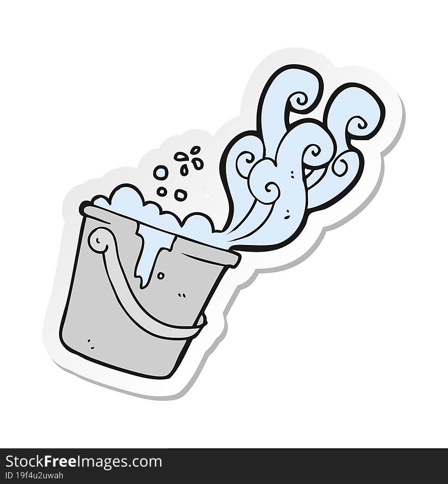 Sticker Of A Cartoon Cleaning Bucket