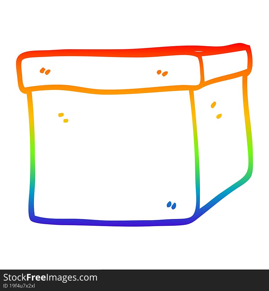 rainbow gradient line drawing cartoon cardboard box