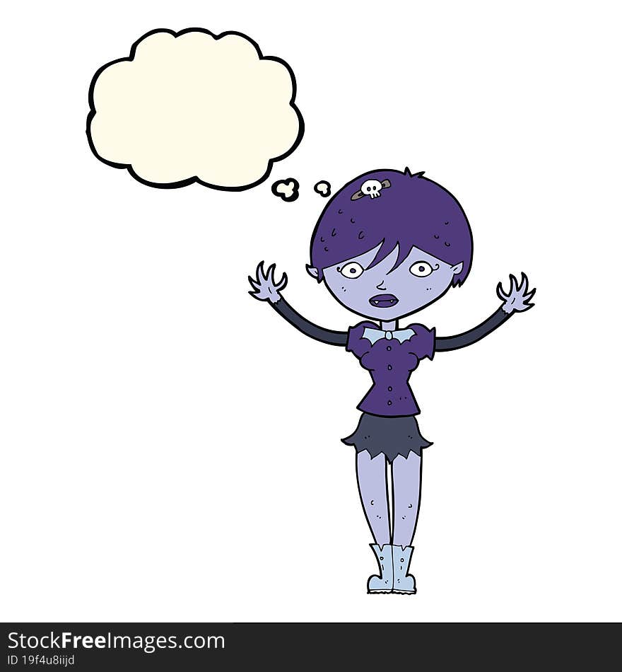 cartoon vampire girl with thought bubble