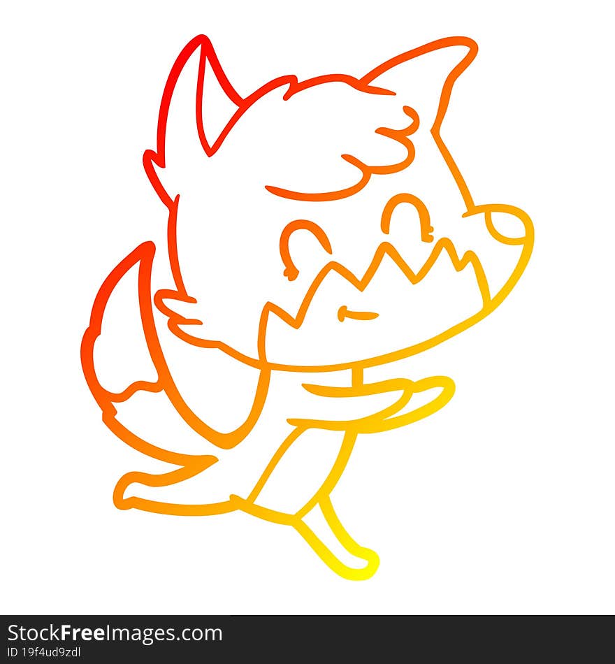 warm gradient line drawing cartoon friendly fox