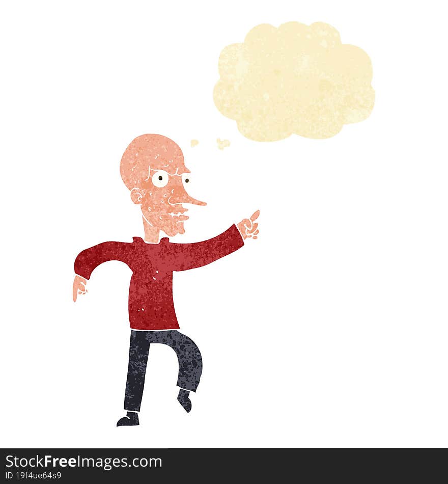 Cartoon Angry Old Man With Thought Bubble