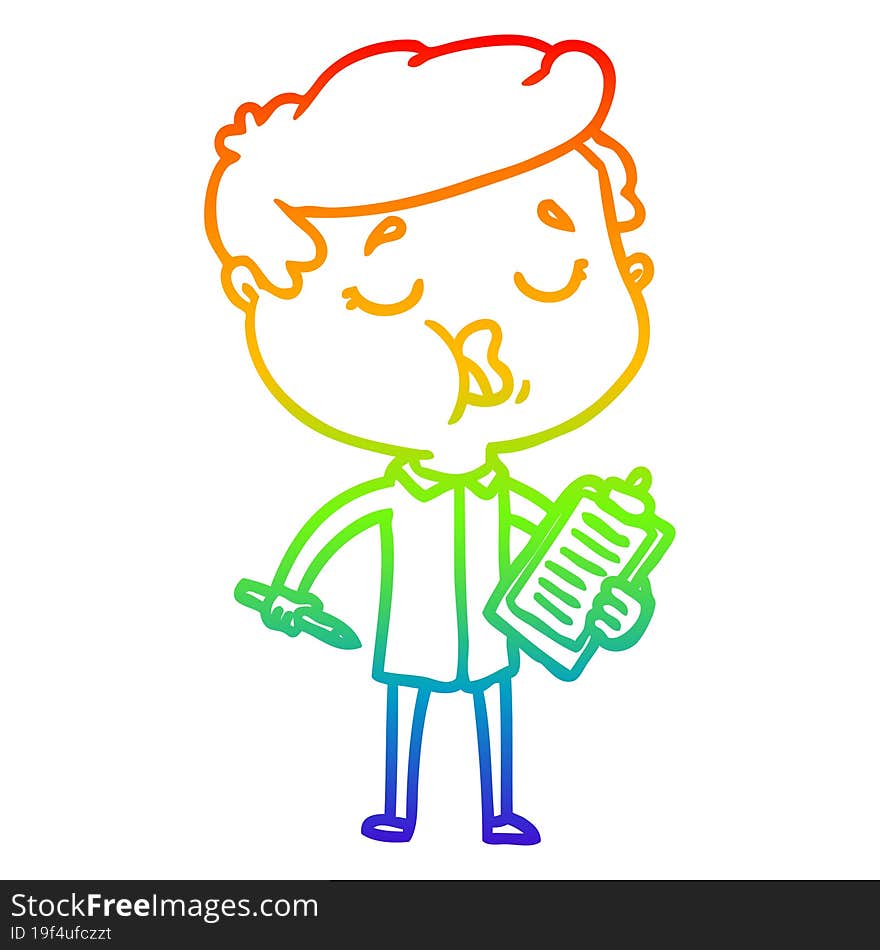 rainbow gradient line drawing of a cartoon man talking