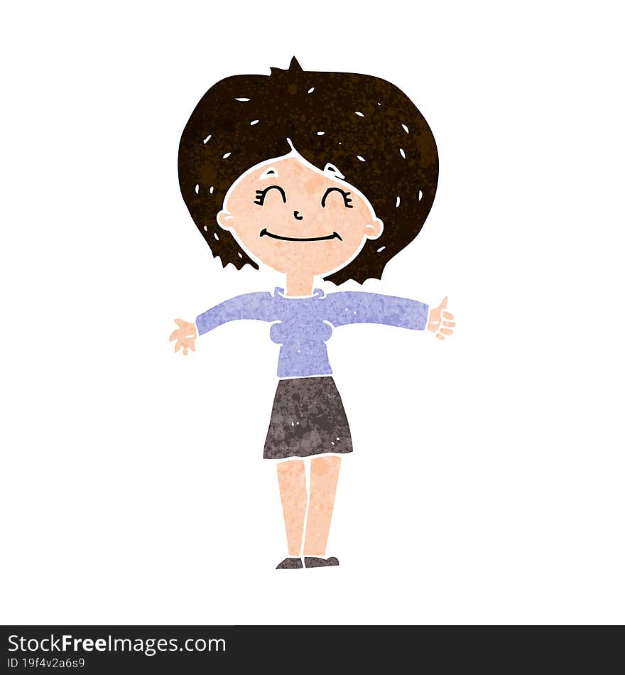 cartoon woman giving thumbs up sign