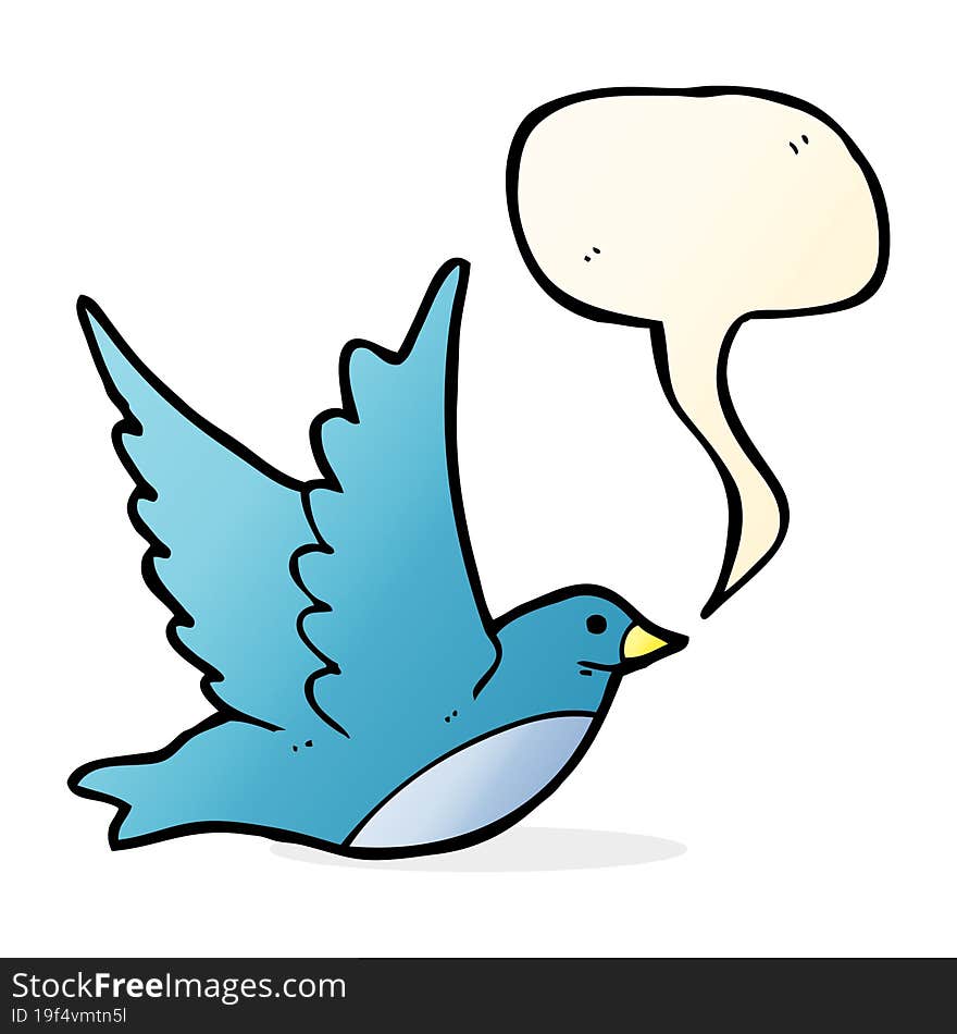 cartoon flying bird with speech bubble