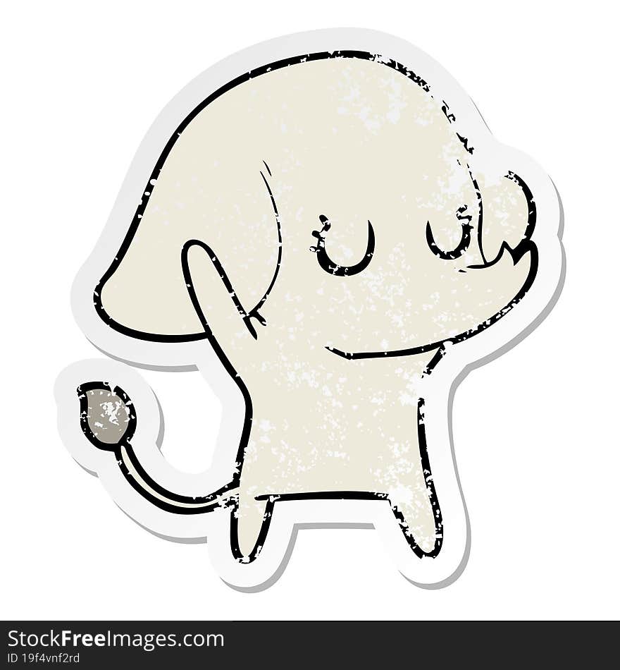 distressed sticker of a cute cartoon elephant