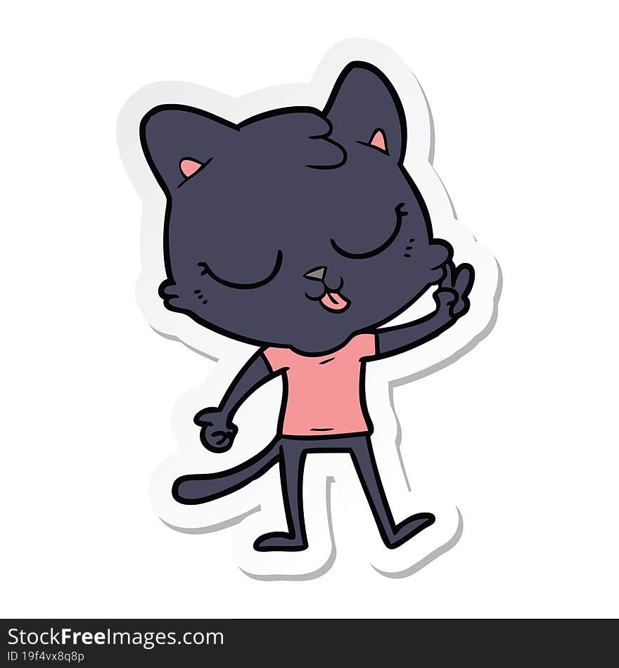 Sticker Of A Cartoon Cat