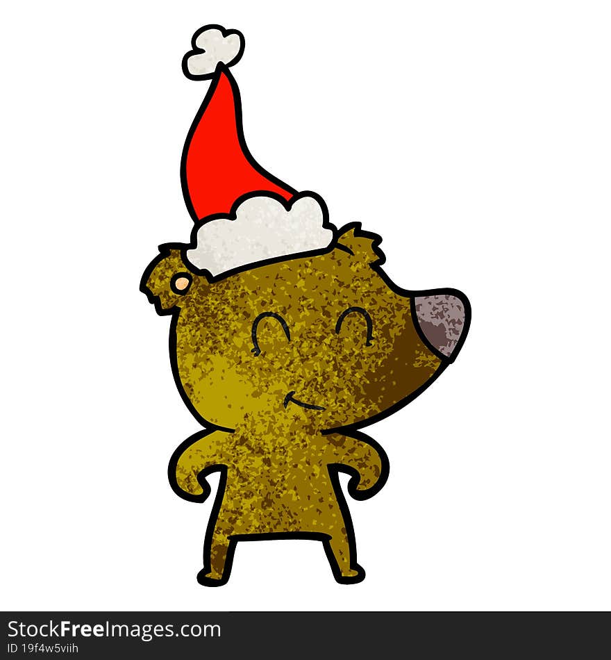 female bear textured cartoon of a wearing santa hat